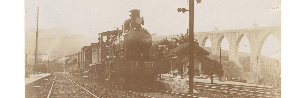 Locomotiva a vapor Cp 355 em Campolide - 1911