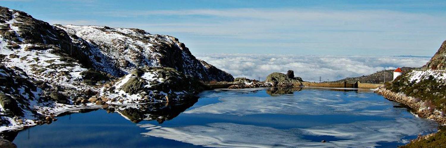 Landscape in the Serra da Estrela mountain range with the Covão do Curral Lagoon.