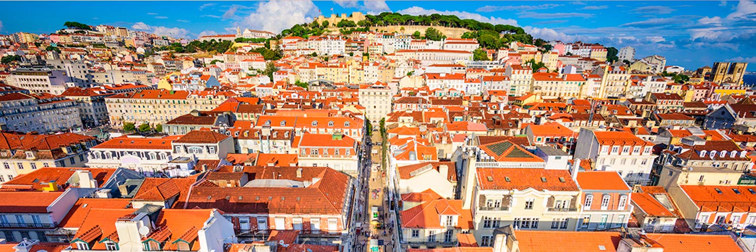 Downtown Lisbon, with São Jorge Castle as a highlight.