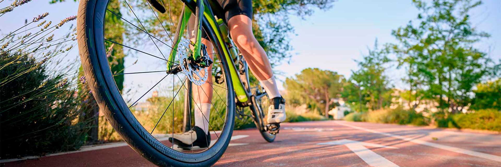 Ciclista em circulação na ecovia.