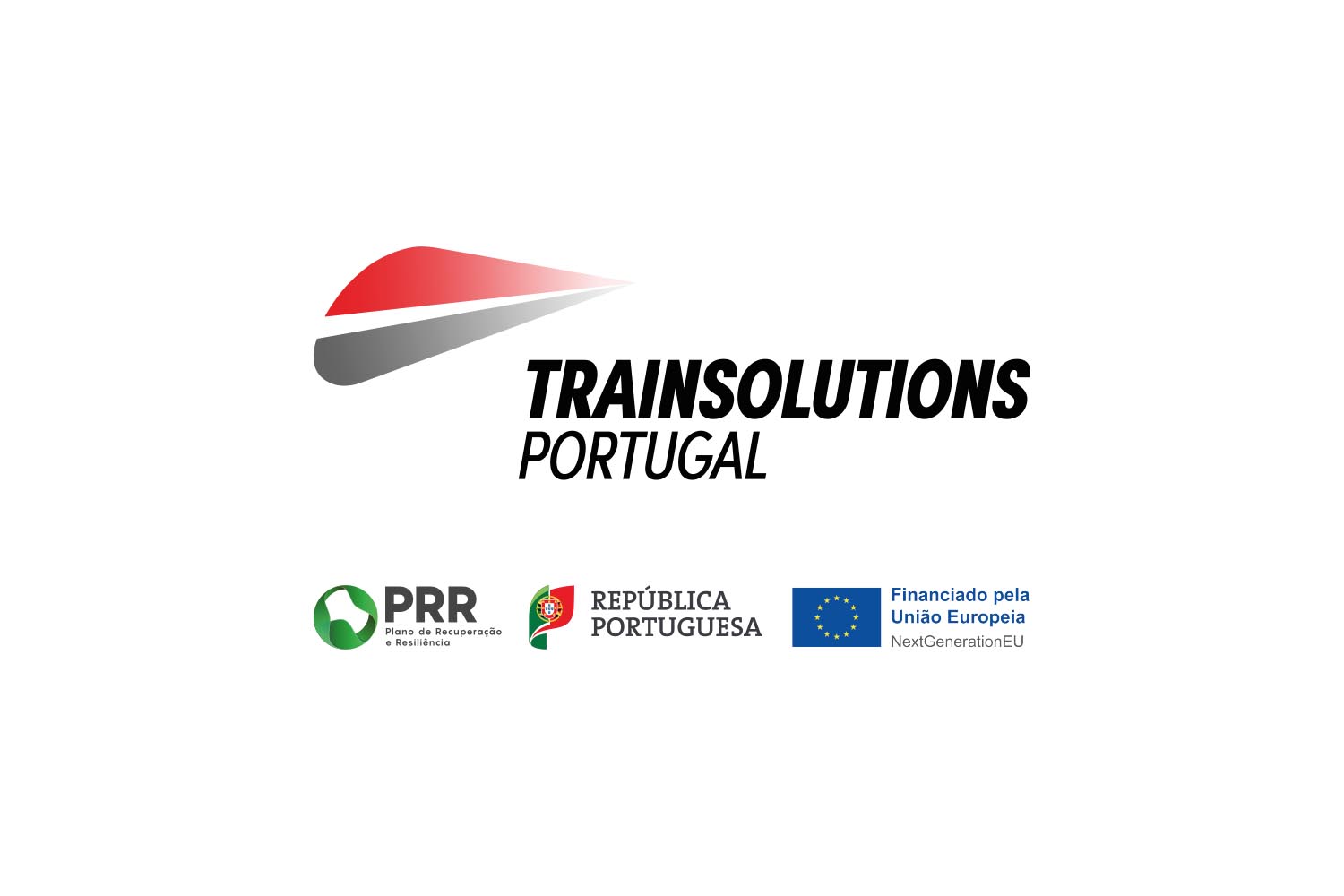 Logotipos Trains Solutions Portugal, PPT, República Portuguesa e Financiamento da União Europeia.