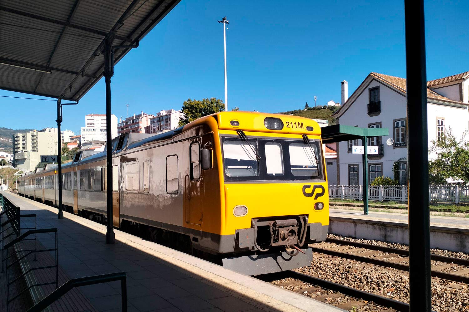 Train at a Douro Line station