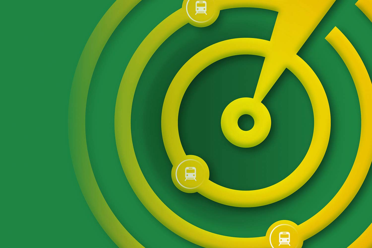 Elementos gráficos circulares, em forma de alvo e em tons de verde.