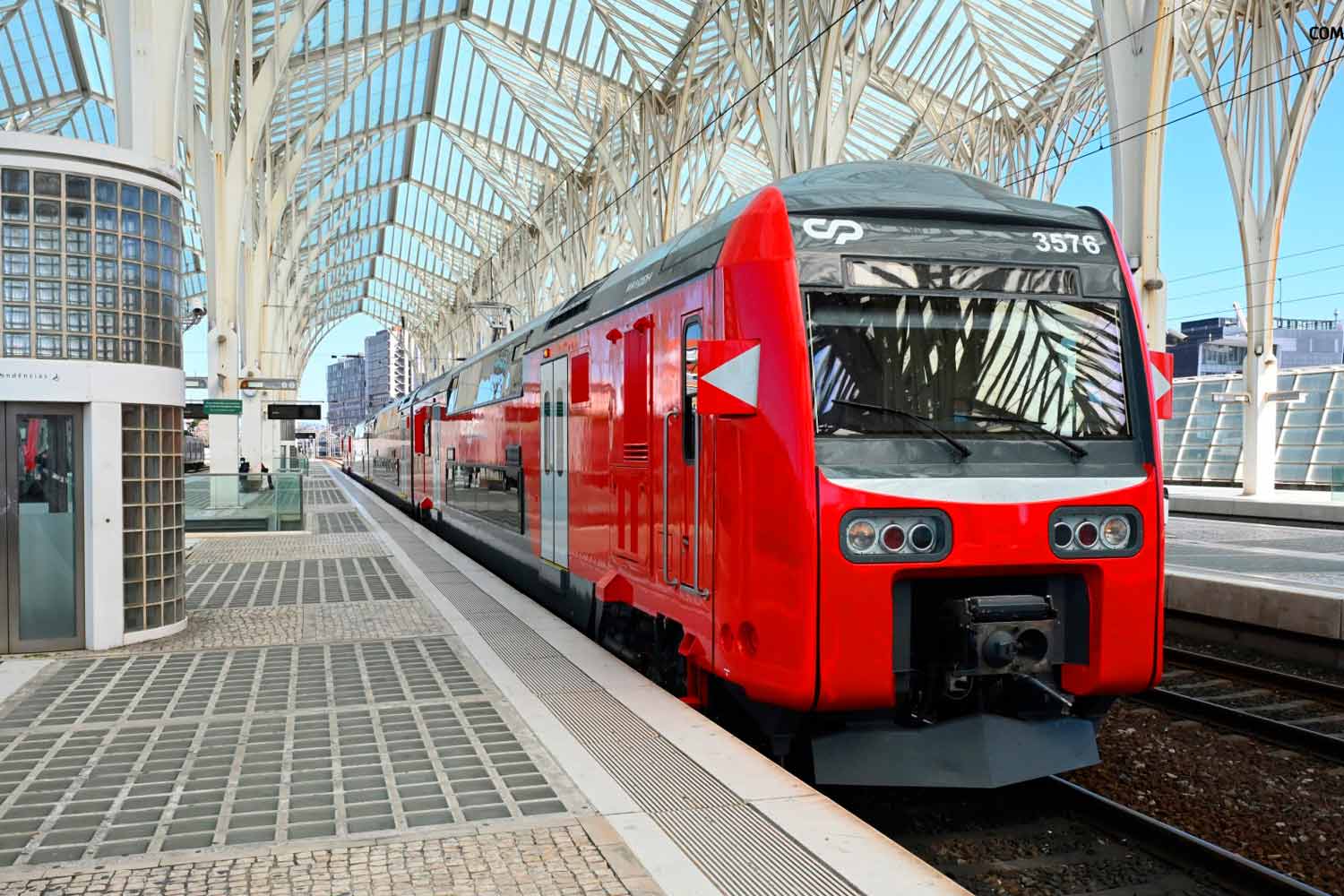 Double-decker electric multiple unit used for urban services at Lisbon Oriente station.