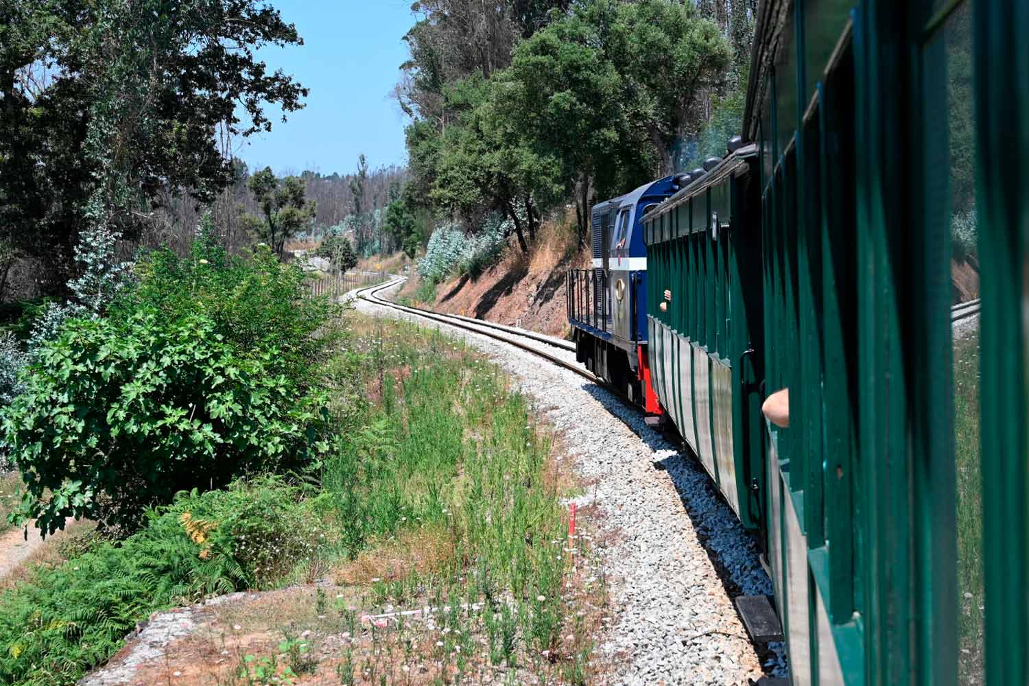 The Vouga Historical Train engine and coaches on the Vouga Line.